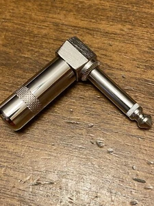4 of GLS 1/4" inch 6.3mm 90 Degree Angle Mono Male Solder-On Plug Connector - Picture 1 of 4
