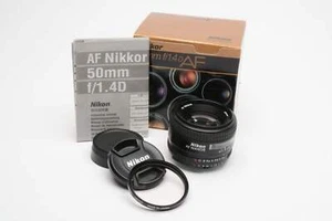 Nikon AF Nikkor 50mm f1.4D prime lens +Hoya UV, Mint-, Boxed, USA - Picture 1 of 11