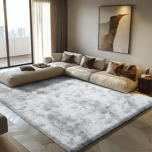 4X6 Ft Super Soft Fluffy Area Rugs for Bedroom Living Room Teal Grey - Picture 1 of 6
