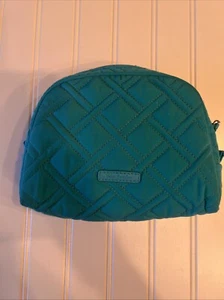 Vera Bradley Medium Zip Cosmetic Bag Travel Case in Turquoise Sea Microfiber - Picture 1 of 6