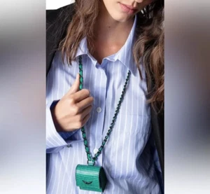 Zadig & Voltaire Karma AirPod Estuche Llavero Efecto Lagarto Cuero Turquesa-NUEVO CON ETIQUETAS - Imagen 1 de 7