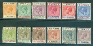 SG 74-84 Cyprus 1912-14. 10pa-45pi. Lightly mounted mint set of 11 CAT - Picture 1 of 1