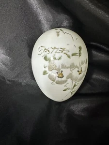 Antique VICTORIAN Large Milk GLASS Hand Blown Painted EASTER EGG 6” - Picture 1 of 12