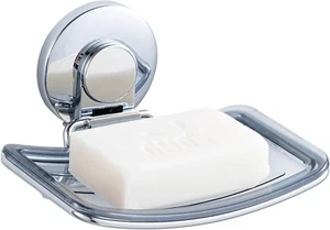 Chrome Soap Dish for Shower, Max Hold 5 KG Suction Soap Holder, Drill-Free - Picture 1 of 6