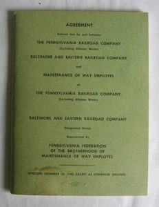Pennsylvania Railroad & Baltimore RR Maintenance of Way labor union agreemt 1945 - Picture 1 of 1