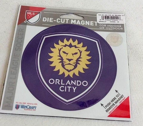 ORLANDO CITY Soccer, Lions Magnet, NEW, 4"- Good Gift! Collectible Cover