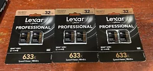 Class 10 Memory Lexar Professional 633x 32GB SDHC UHS-I Card - 95MB/s 3 x 2 Pack - Picture 1 of 1