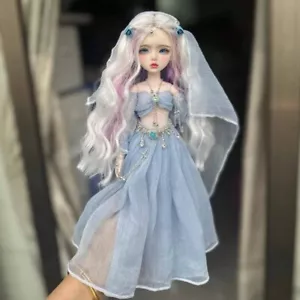 BJD 1/6 Doll Fairies Girl SD Ball Jointed Doll Face Makeup Eye Blue Dress Gifts - Picture 1 of 1