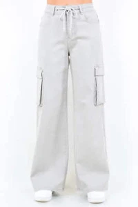 American Bazi Full Size Drawstring Wide Leg Cargo Pants Plus Size - Picture 1 of 4