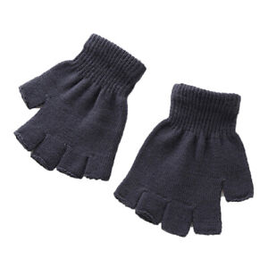 Unisex Knitted Stretch Elastic Warm Half Finger Fingerless Gloves Men Women 
