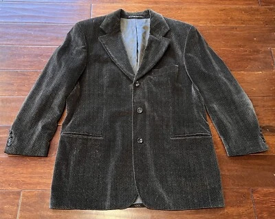 Hugo Boss Einstein Brown Geometric Mens 44 Velvet Suit Jacket Sport Coat Blazer - Image 1 of 4