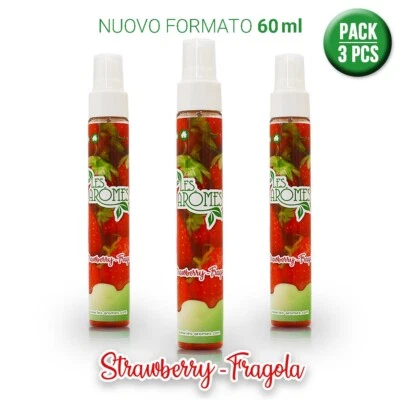 LES AROMES Deodorante profumo auto e ambiente Spray 60 ml Fragola - Pack 3 pz