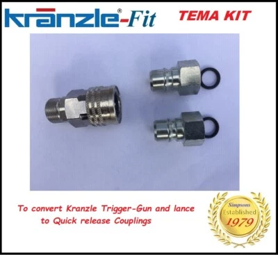 Kranzle -Fit TEMA Quick Release Coupling System K7 K10 etc 1F + 2M