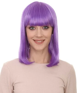 Parrucca Bob viola adulto Bang festa pronta vestito fantasia cosplay capelli Halloween HW-289A - Foto 1 di 9