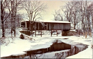 Eagleville Covered Bridge Mill Creek Ashtabula Ohio Vintage Chrome Postcard B1 - Picture 1 of 2