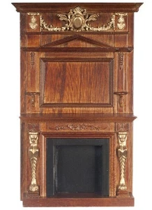 Casa de Muñecas Miniatura Figura Chimenea en Nogal Platino Colección - Imagen 1 de 1