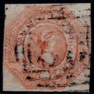 1853 Tasmania 4d Red-Orange SG 7 Near 4m Light Cancel Fine Used Cat. £475.00 - Picture 1 of 1