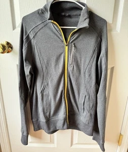 Lululemon Sweater Mens Full Zip Gray Active Sweatshirt Yellow Zipper Size Small - Picture 1 of 7