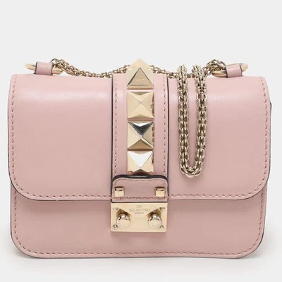 Valentino Light Pink Leather Mini Rockstud Glam Lock Shoulder Bag - Image 1 of 4