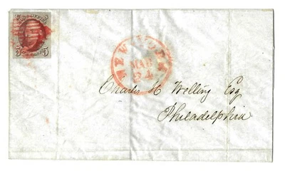 EAS_STAMPS US #1 USED UVF ON COVER LETTER LOT C SCV $500.00 - Image 1 of 2
