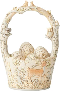 Jim Shore Heartwood Creek, 8.5-Inch Height, Woodland Basket with 4 Eggs, White - Picture 1 of 7