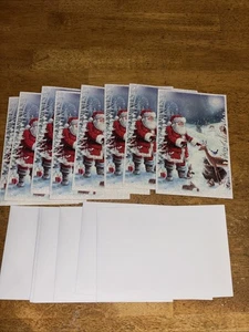 8 tarjetas de felicitación y sobres de Navidad American Greetings Santa y vida silvestre nuevos - Imagen 1 de 12