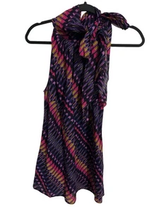 DKNYC lila geometrisches ärmelloses Top Tanktop mit Bindeband Größe L - Bild 1 von 10