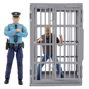 Ultimate 6.5 Inch Police Officer Figure, Criminal + Jail Cell Accessory Set - Picture 1 of 9