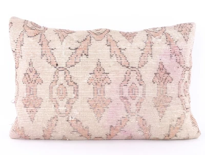 Wool Jute Cushion Cover Throw Turkish Vintage Cushions Handmade Kilim Pillowcase - Image 1 of 4