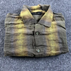 Bugatchi Uomo Shirt Mens XL Button Up Green Short Sleeve Pocket Casual - Picture 1 of 10
