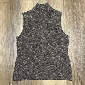 J. Jill Wolle Alpaka Mischung Weste durchgehender Reißverschluss braun klein ziemlich luxuriös Landhaus kuschelig - Bild 1 von 5