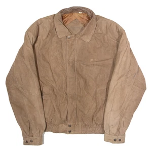 Vintage ROUNDTREE AND YORKE Mens Jacket Beige Leather 90s M - Picture 1 of 6