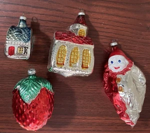 4 adornos navideños figurativos de vidrio Alemania de colección - Imagen 1 de 20