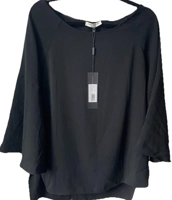 NUEVO CON ETIQUETAS $445 Halston Heritage Blusa Negra Fuera del Hombro con Manga Campana Pequeña Foto 1 de 4