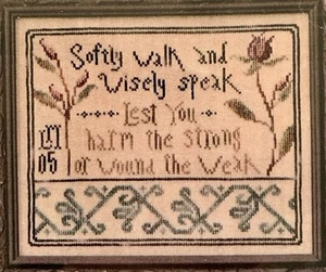 La D Da Softly Walk Cross Stitch Pattern Primitive Sampler - Picture 1 of 3