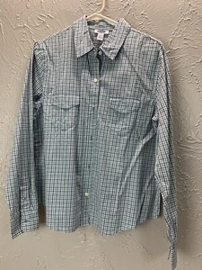 Cuello abotonado manga larga a cuadros azul marino antiguo para hombre talla grande - Imagen 1 de 3