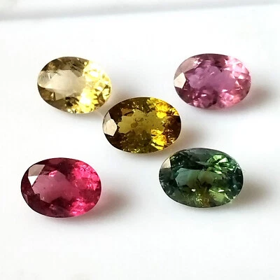 Multi Color Tourmaline 5X7 mm Oval Shape Faceted Natural Gemstone 5 Pieces Lot - Image 1 of 4