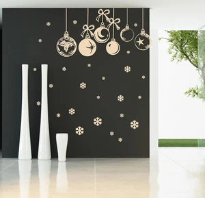 WEIHNACHTSKUGELN WANDAUFKLEBER Fensteraufkleber Weihnachten Baubles Aufkleber S72 - Bild 1 von 10
