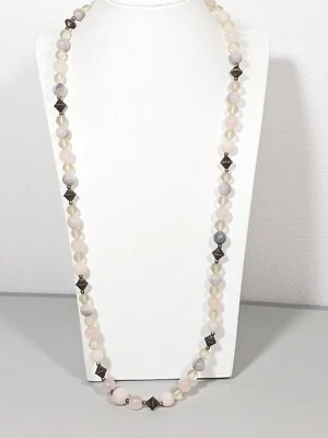 Collar Playa Costero Rosa Piedra Transparente Vidrio Cuentas Redondas Estilo Bali 30 pulgadas Foto 1 de 4