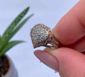 Natural Peridot and Sapphire gemstone , Sterling Silver 925, Size 7US - Picture 1 of 4