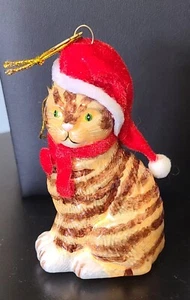 Adorno de gato de vidrio Kurt Adler pelo corto americano naranja gatito atigrado gato - Imagen 1 de 6