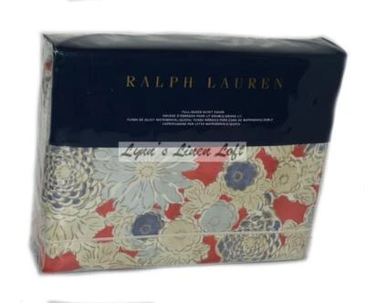RALPH LAUREN Remy Red Floral FULL/ QUEEN DESIGNER DUVET $355 COTTON SATEEN - Image 1 of 4