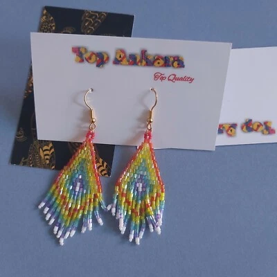 Perlenohrringe Rocaille multicolor Perlen Traditionelle Ohrringe. - Bild 1 von 2