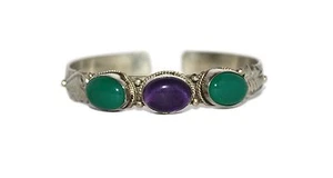 Amethyst Bracelet Jade Bracelet Silver Bracelet Tribal Bracelet Boho Bracelet - Picture 1 of 3