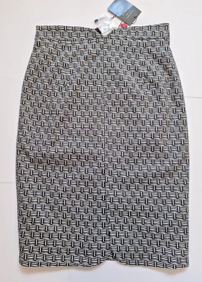 BNWT LULU GUINNESS Black & White Basket Weave Sage Pencil Skirt UK 10 RRP £195 - Image 1 of 4