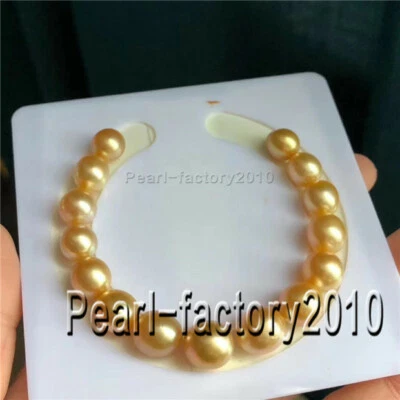 Elegant AAA 10-12MM SOUTH SEA Gold PEARL BRACELET 7.5-8INCH - Image 1 of 4