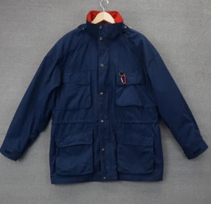 Eddie Bauer Plaid Wool Lined Detachable Hooded Jacket Blue Men's Size Large - Picture 1 of 11