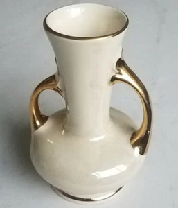 Jarrón vintage Pearl China Co Lusterware 24K decorado con doble mango - Imagen 1 de 9