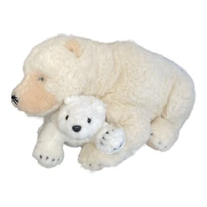Vintage 1999 Discovery Channel White Polar Bear & Cub 20” Plush Stuffed Animal - Picture 1 of 9