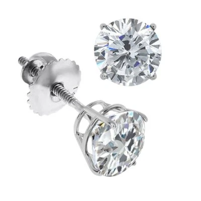 1/2ct TW Real (Natural) Round Diamond Solitaire Stud Earrings 14K White  Gold - Image 1 of 4